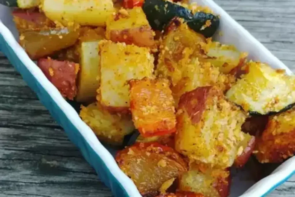 Zucchini Potato Bake, a perfect side for fried fish.