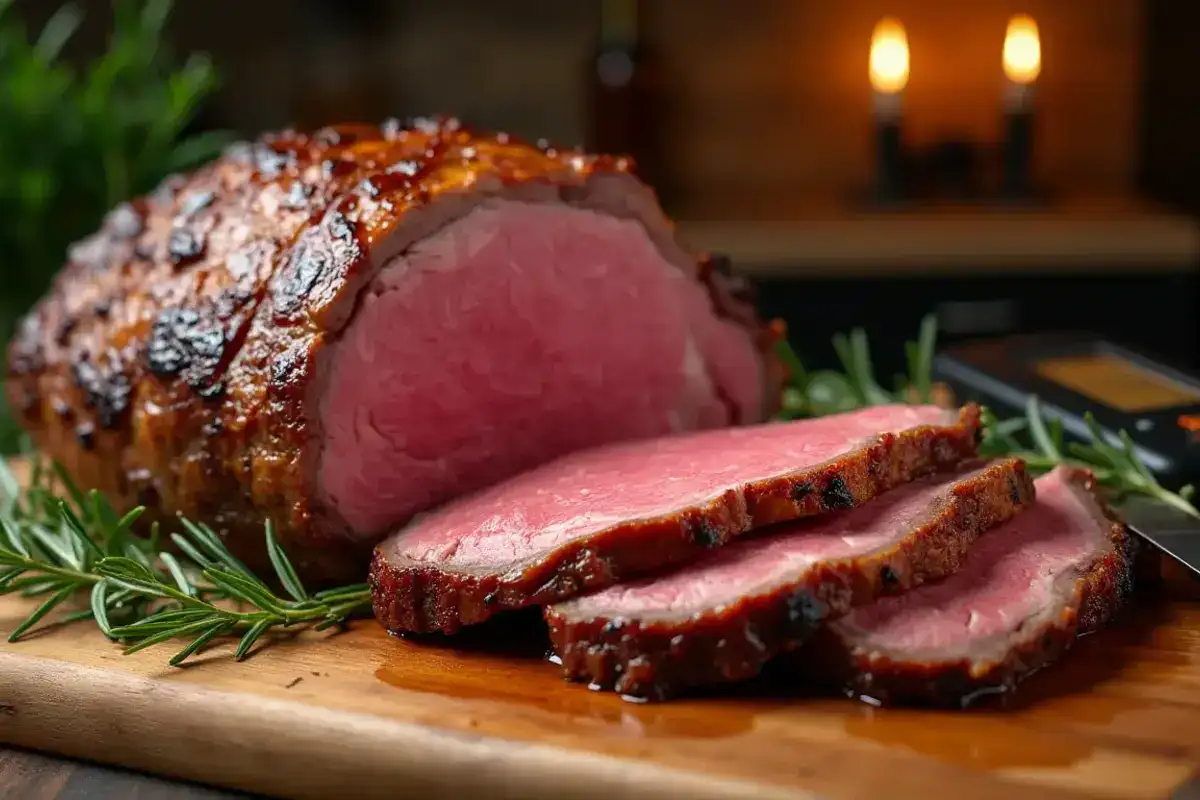 Perfect serving of prime rib rub recipe with sides.