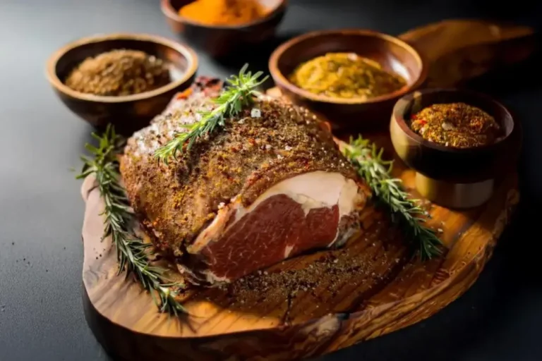 Perfectly seasoned prime rib showcasing prime rib rub recipe.