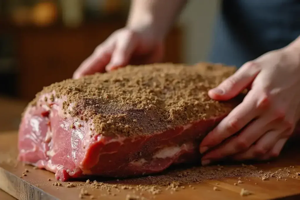 Let the prime rib sit before cooking – prime rib rub recipe.