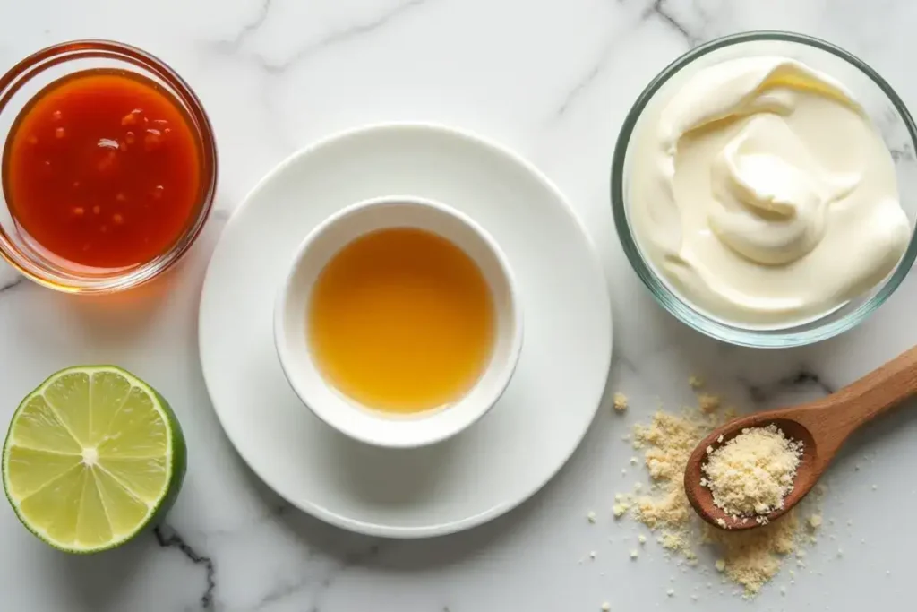  Ingredients for creamy sriracha sauce, spicy and smooth