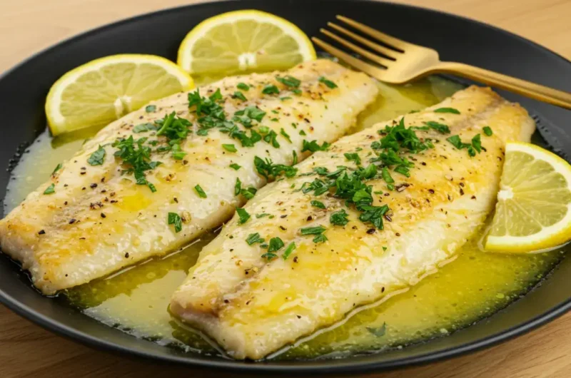 Pan-seared lingcod  with Brown Butter Lemon Sauce