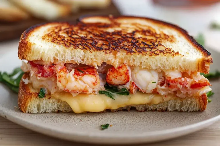Delicious lobster grilled cheese with golden crust